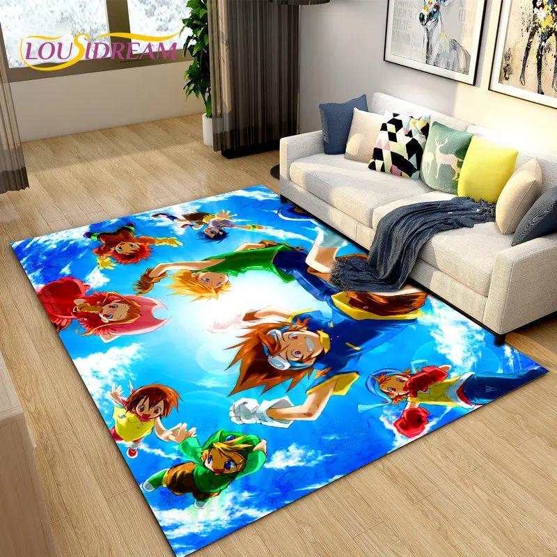 Digimon Adventure Cartoon Area Rug Large,Carpet Rug for Living Room Bedroom Sofa Doormat Decoration, Non-slip Floor Mat Cover 3D