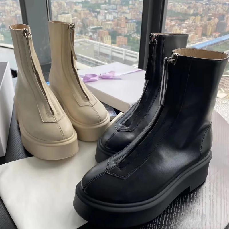 Dámské kotníkové boty 2025 Nová sada Nošení Zip Chelsea boty Silný podpatek Silná podrážka Krátké boty Podzimní a zimní obuv