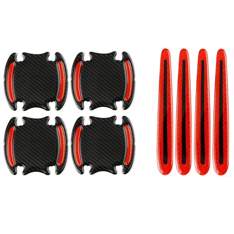 "Car Reflective Decorative Stickers: Carbon Fiber Door Bowls, Mirrors, Wheel Eyebrows & Bumper Anti-Collision Strips"