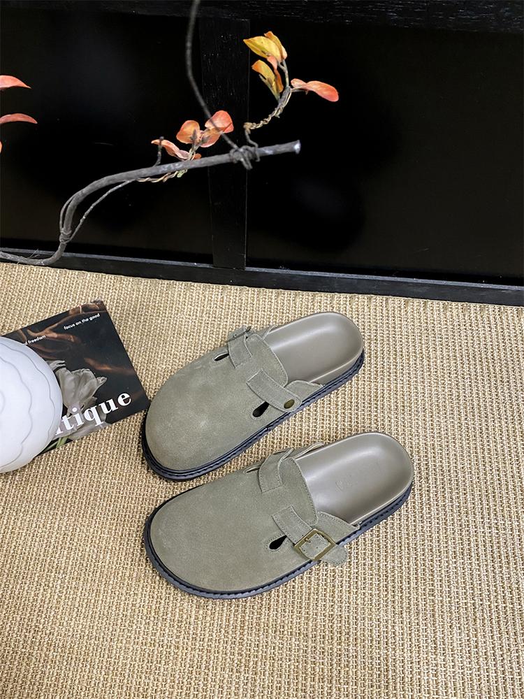 Fashion Slingback Top Quality New Leather ink panties For Women Retro Fashion Summer All-Match Sandals Shoes soft-Soled susal Sandals