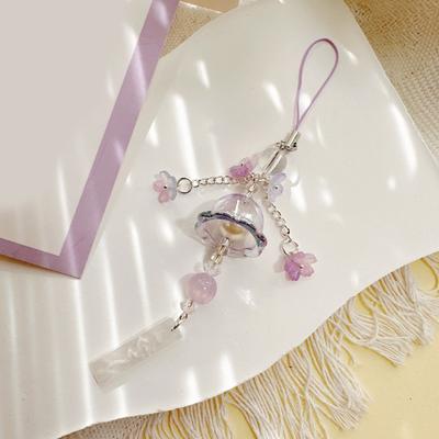 Jellyfish Wind Chime Pendant Phone Charm With Glass Lilies of The Valley Designs for Trendy Women Daily Casual Use