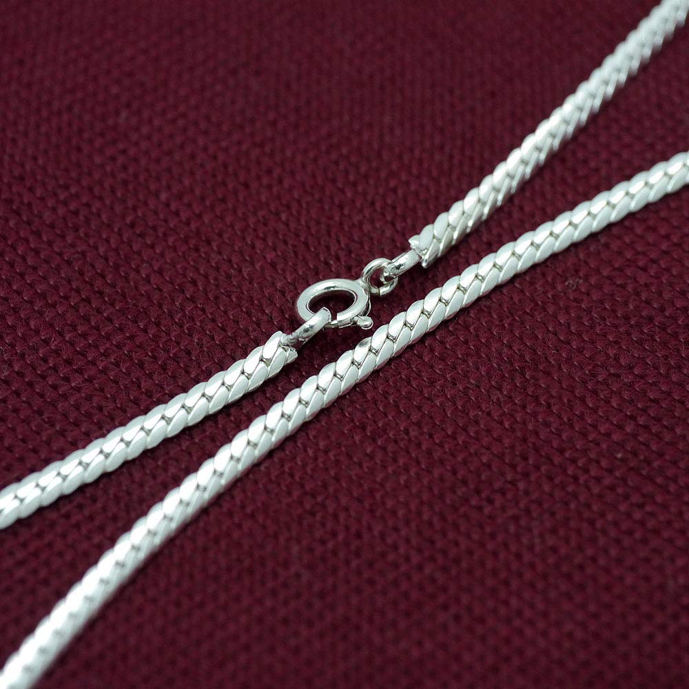 Silver One Silver 925 Swedge Curb Chain Necklace [Silver Pressed, 3mm Wide, 55cm Long] Men's Fine Curb Chain