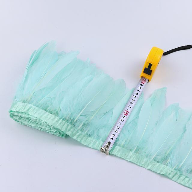 1Meter Dyed Golden Goose Feather Trims for DIY Craft Party Wedding Dress Carnival Ribbon Clothes Decor Plumas Accessories15-20cm