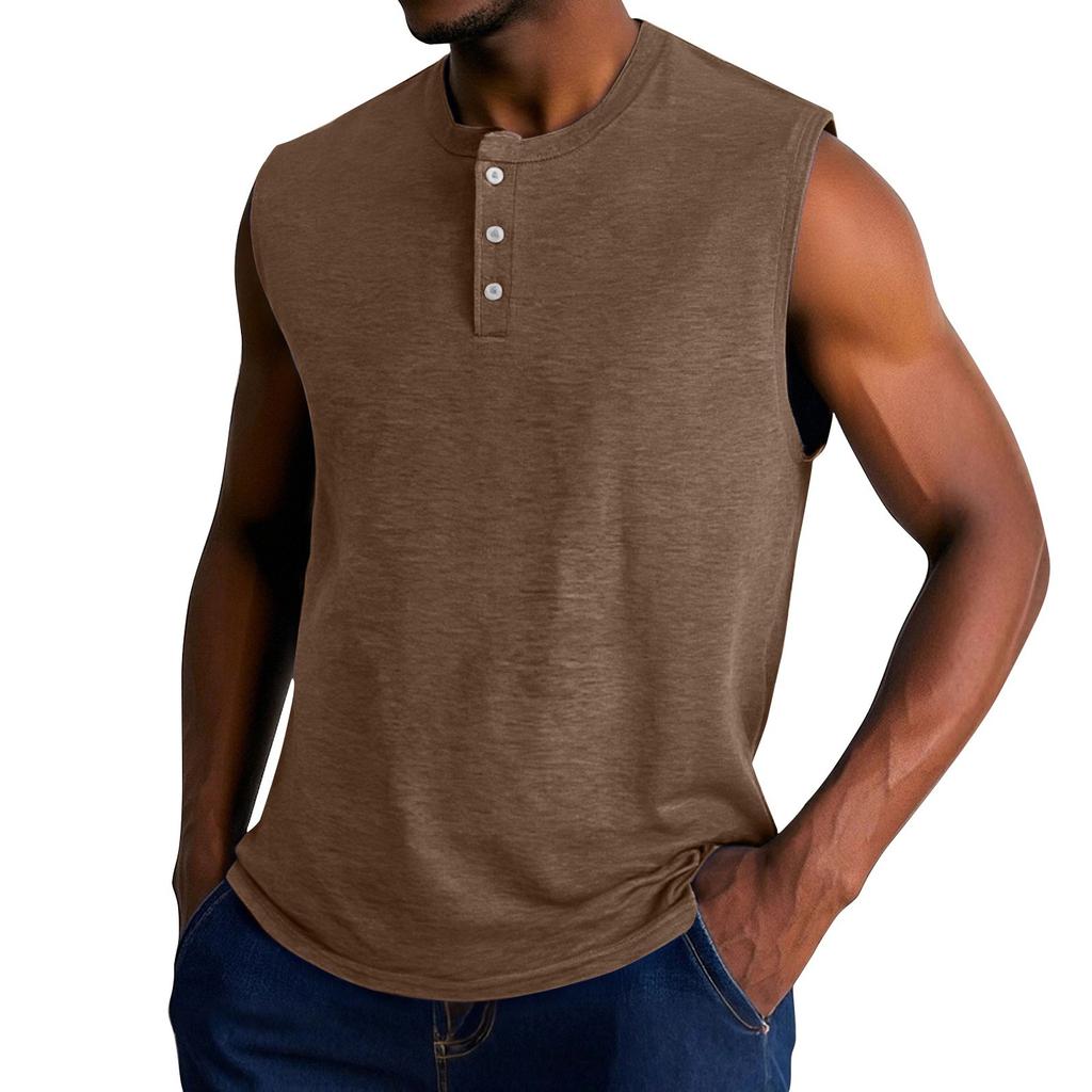 Men's Summer Solid Color Sports Buttons Vest Men's Sports Casual Vest
