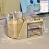 Rotating Pen Holder Large Capacity Desk Organizer with Drawer 360° Spinning Pencil Stand for Office School Home