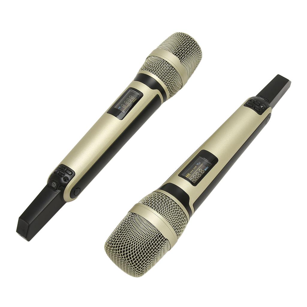 Wireless Microphone System Professional 1 for 2 Handheld Dynamic Mic System with Receiver and LCD