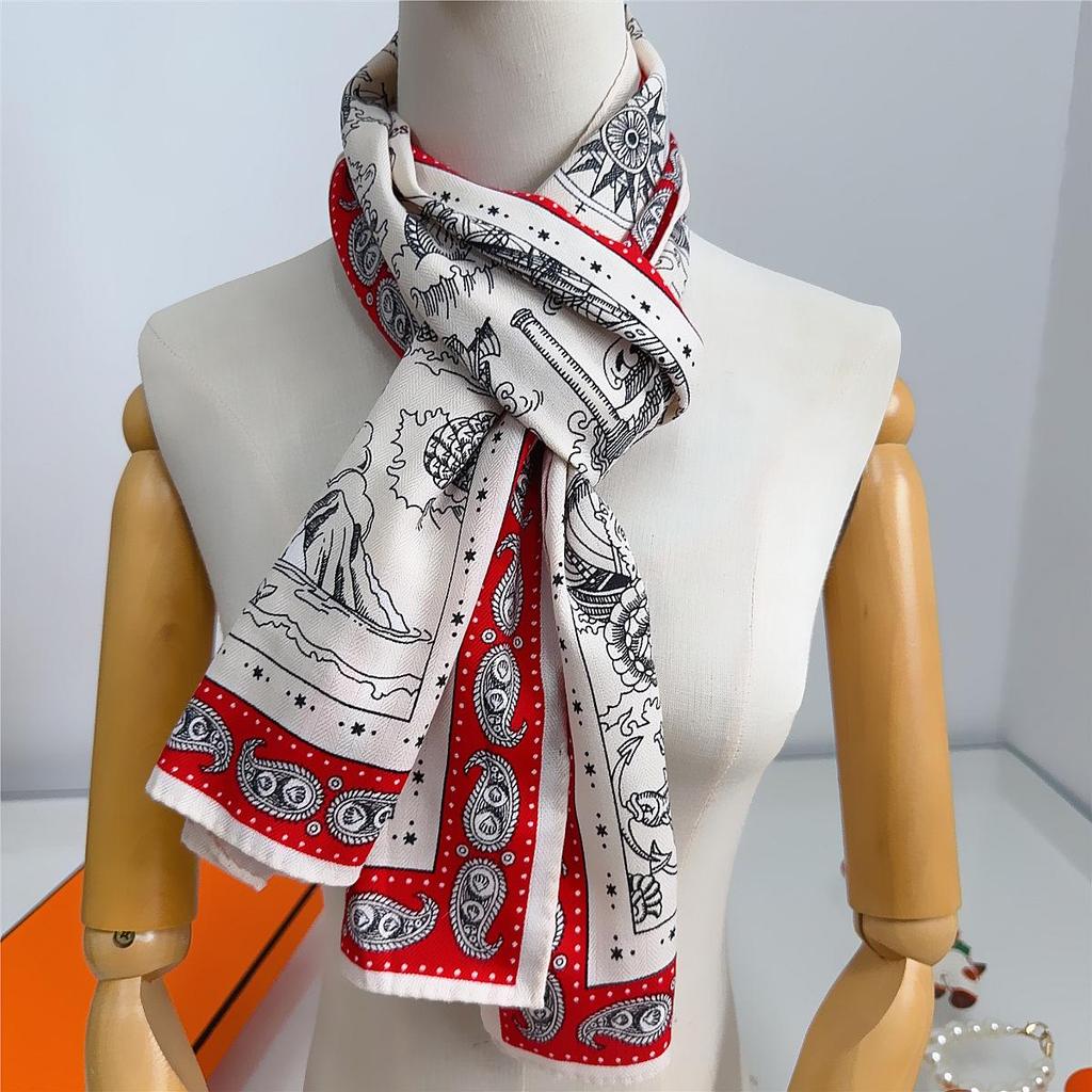 Herringbone Velvet Scarf: Winter, Versatile, Thickened, Hand-Rolled Edges, Small & Long