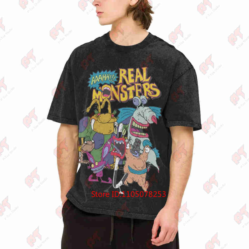 Aaahh Real Monsters All Characters Vintage Washed Tee Pure Cotton T-Shirt