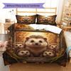 Autumn leaves animals Pattern Bedding Quilt Set Quilt Cover Pillowcase Home Decoration Birthday Gift (1 * duvet cover + 2 * pillowcase, without core)