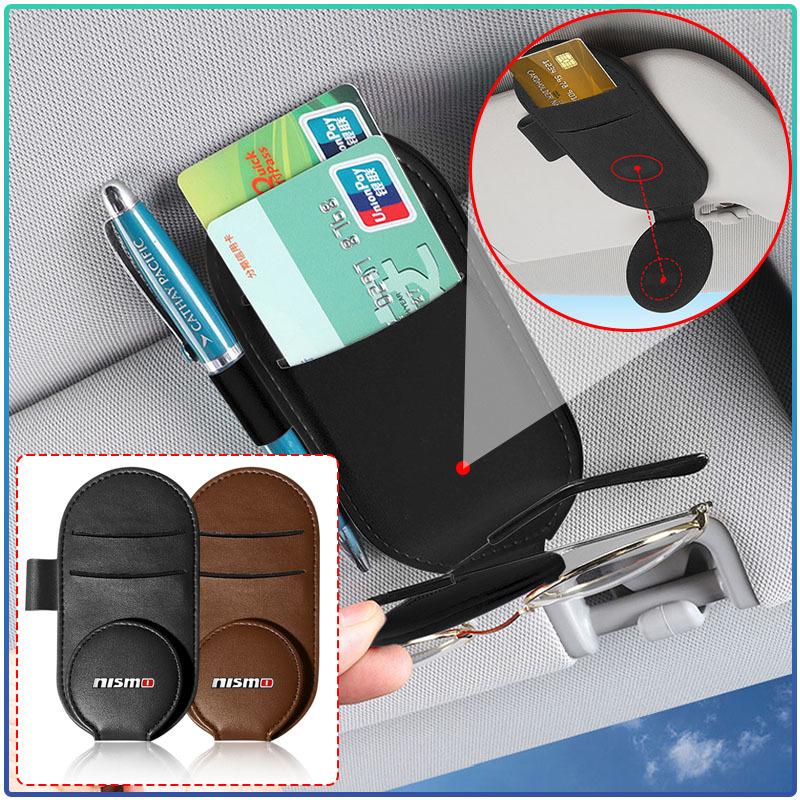 Car Multifunction Sunglasses Clip Card Ticket Holder Stand Eyeglasses For Nismo Nissan Almera Tiida X Trail Note Juke Teana Qashqai 350Z 370Z GTR