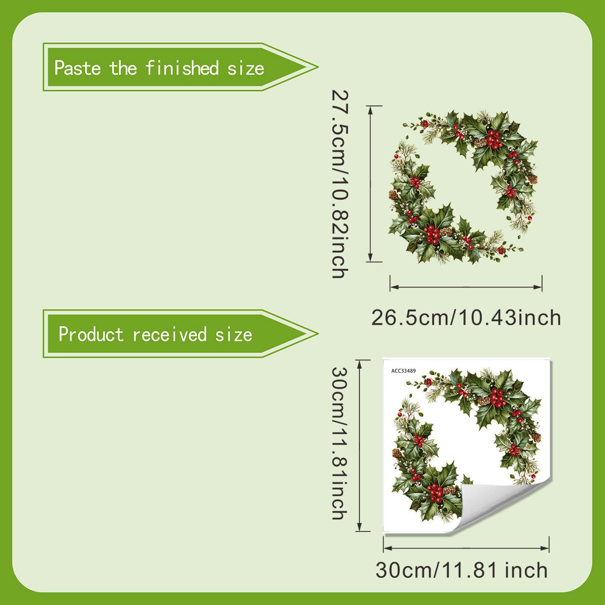 

Рождественские зеленые наклейки на стену с растениями, Рождественские наклейки для украшения комнаты, Самоклеящиеся настенные картины 30*30cm
