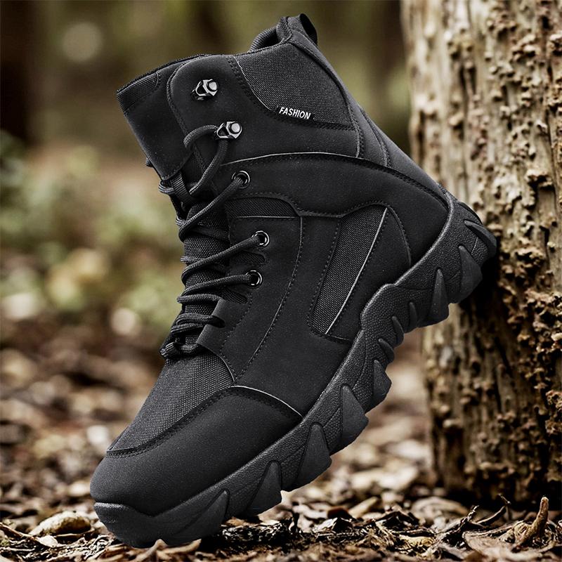 New Men's Suede Outdoor Hiking Boots Non-Slip Hard Grip Sole Tactical Work Boots Mountain Trekking Camping Men Work Safety Shoes