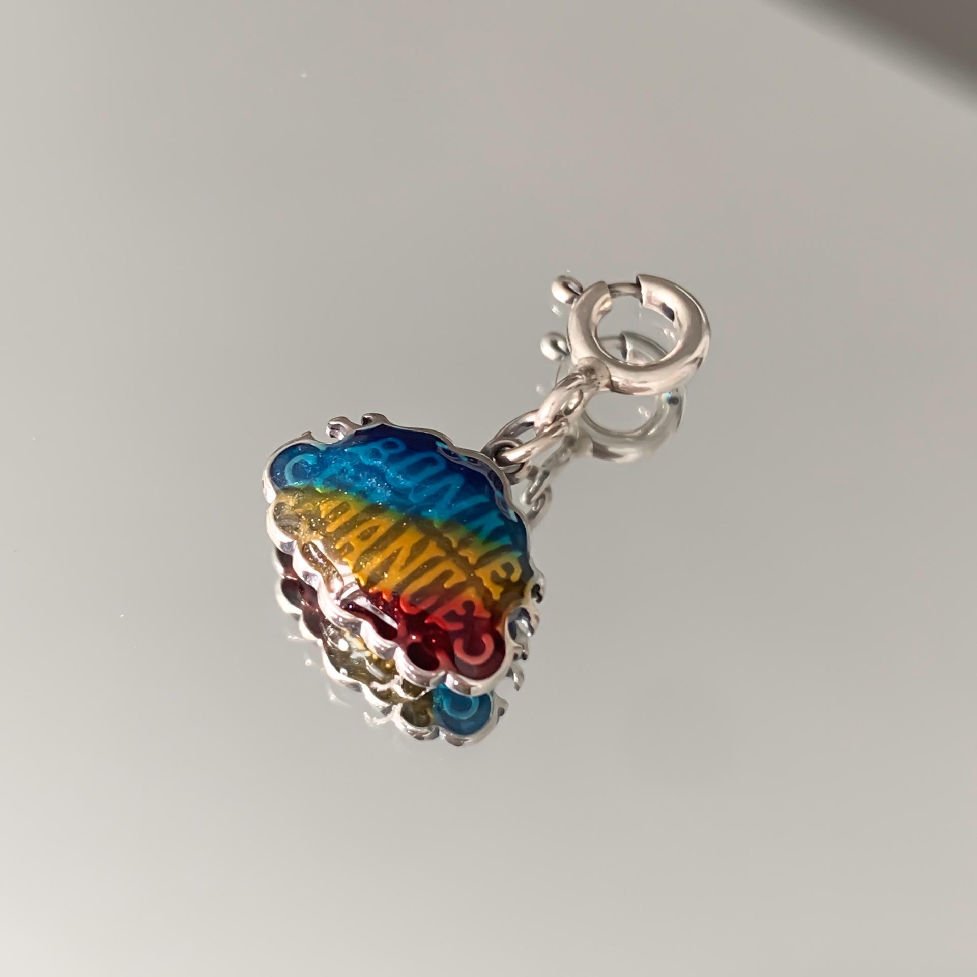 Colorful Double-Sided Enamel Good Luck Brand Single Pendant Ins Cold Wind Niche Light Luxury Design Necklace Premium