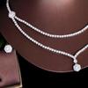 CMM Chic Dangle Drop Runde Zirkon 2 Schichten Mehrere Halskette Frauen Hochzeit Bankett Schmuck Sets Braut Kostüm Zubehör