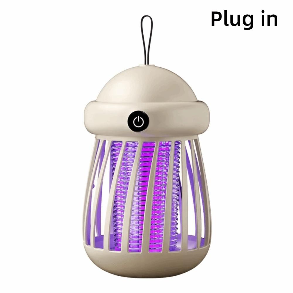 Rechargeable LED Camping Light Flying Insect Repellent Electric Shock Mosquito Killer Beige-Plug in