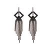 Silver Needle Rhinestone-Inlaid Geometric Tassel Stud Earrings - High-End Light Luxury Style