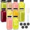 8pcs 16oz Glass Juice Bottles with 8pcs Lids - Reusable Juicing Bottles Glass Drinking Jars Containers with Airtight Lids & Cleaning Brush