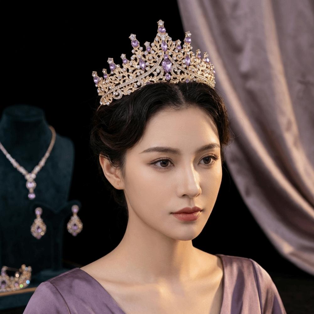 Sparkling Baroque Crystal Crown Elegant Dazzling Baroque Queen Tiaras Shiny Gorgeous Bridal Wedding Headwear Party Prom