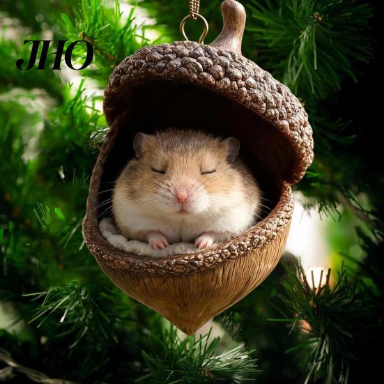 Addobbo Natalizio di Lunga Durata Animale del Bosco Ghianda Ornamenti da Appendere Decorazione per Albero di Natale in Acrilico con Robusti Disegni di Scoiattolo Coniglio Pony 2D