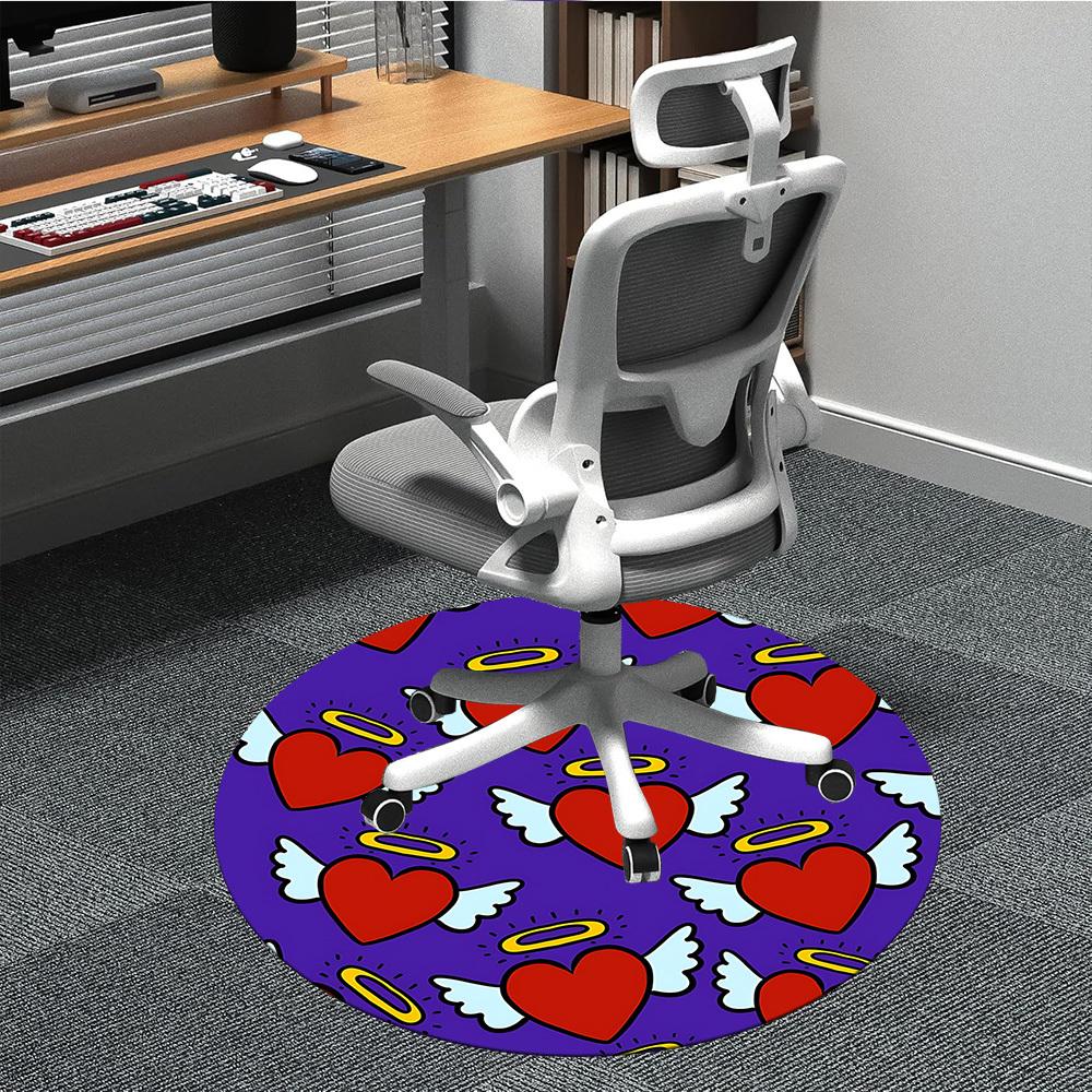 1pc Heart Wings Purple Background Chair Carpet for Office, Non-slip, Soft and Durable Office Rug for Interior Decoration, Perfect for Office