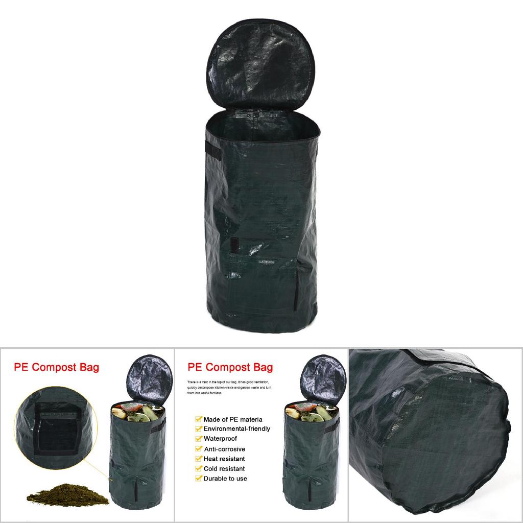 2 Sizes Organic Waste Kitchen Garden Yard Compost Bag Environmental PE Cloth Planter
