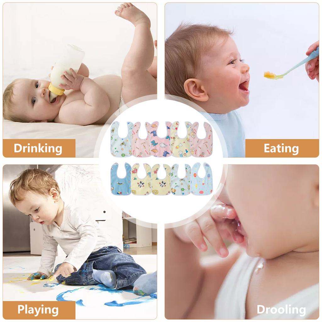 10/20Pcs Baby Cartoon Bib Set Breathable Baby Feeding Bibs Skin-friendly Drool Bib Good Absorbent Baby Bandana Bib Neckerchiefs