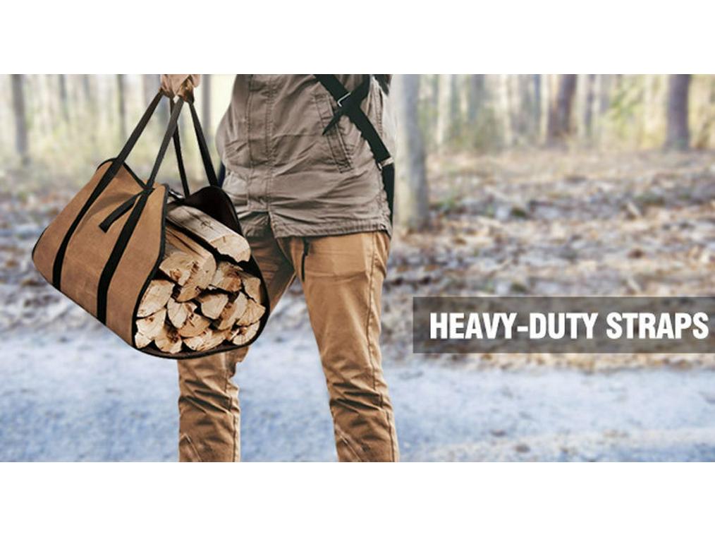 Large Capacity Wear-Resistant Canvas Firewood Carry Bag