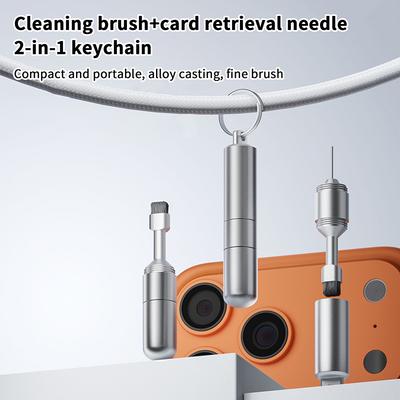 Herramienta de extracción de bandeja de tarjeta SIM 2 en 1 Pin de expulsión Cepillo de limpieza para auriculares Herramientas de reinicio Abridor de aguja Kit de bolígrafo limpiador para iPhone AirPods