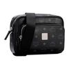 MCM Black Visetos Monogram Crossbody Camera Bag with Silver Logo Plate & Webbing Strap for Daily & Travel Use