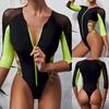 Dámské jednodílné plavky 3/4 rukáv, síťovaný zip, bikini plážové plavky
