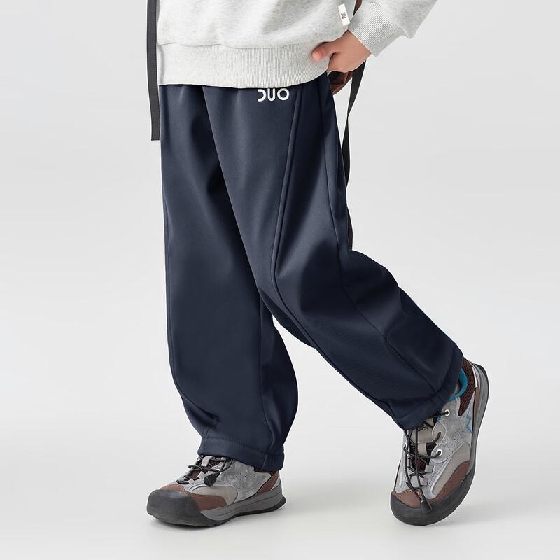 Boys' Fleece-Lined Loose Casual Cargo Pants with Embroidered Lettering