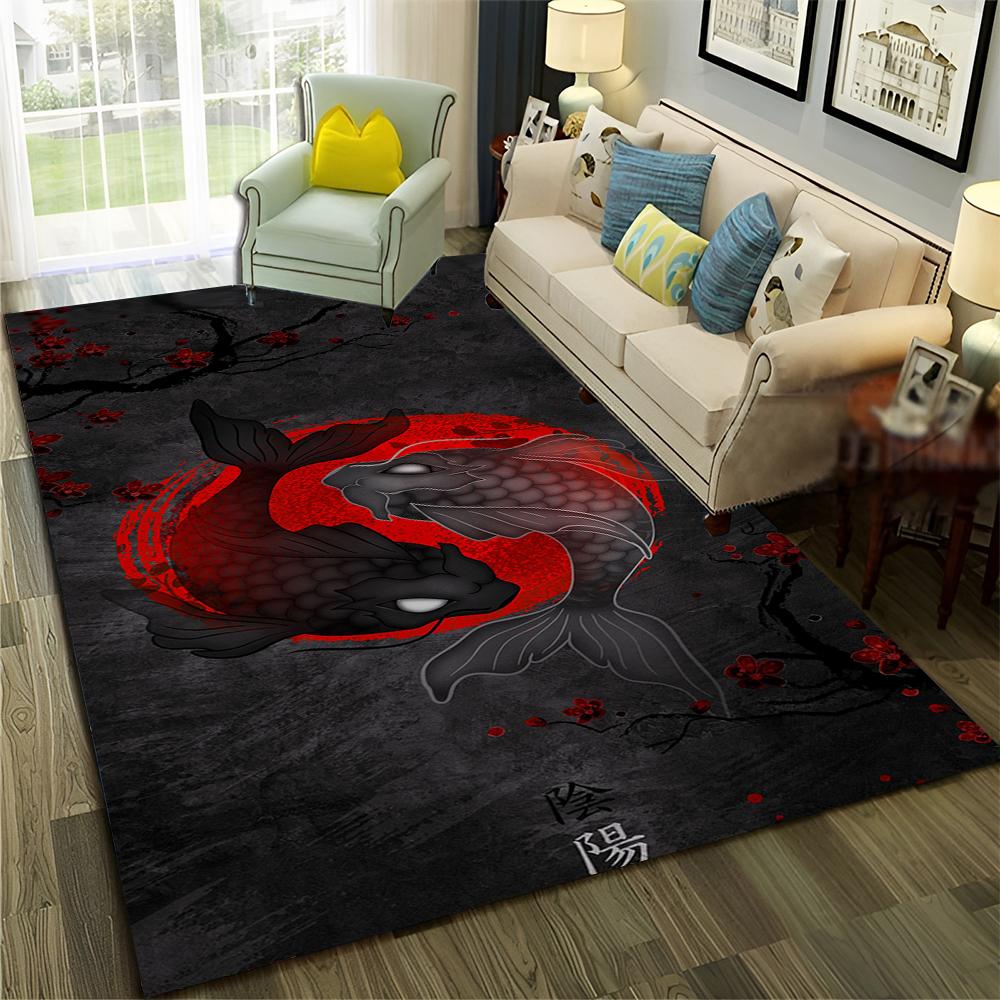 Chinese 3D Tai Chi Bagua Yin Yang  Carpet Rug for Home Living Room Bedroom Sofa Doormat Decor,Child Area Rug Non-slip Floor Mat