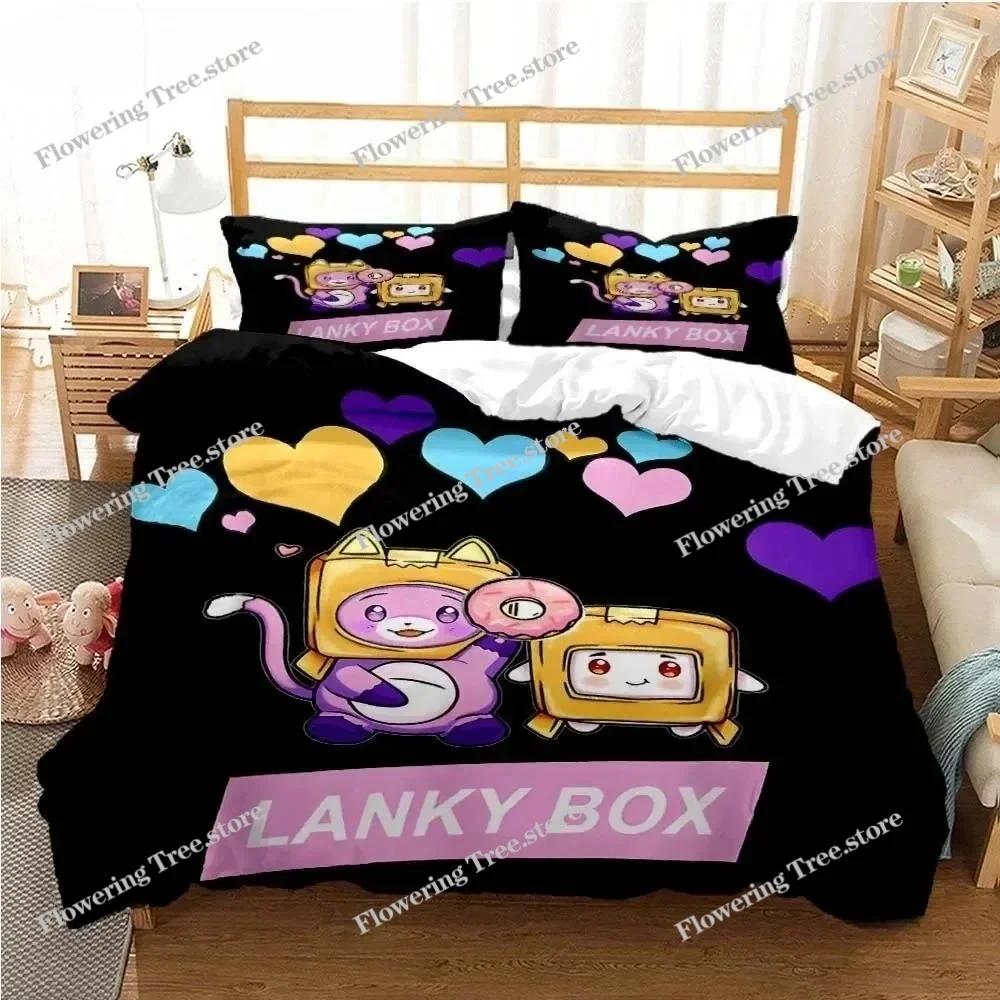 Cute L-Lankybox Bedding Sets 3D Printed Quilt Cover and Pillowcases Foxy Boxy Duvet Cover SingleDoubleQueenKing