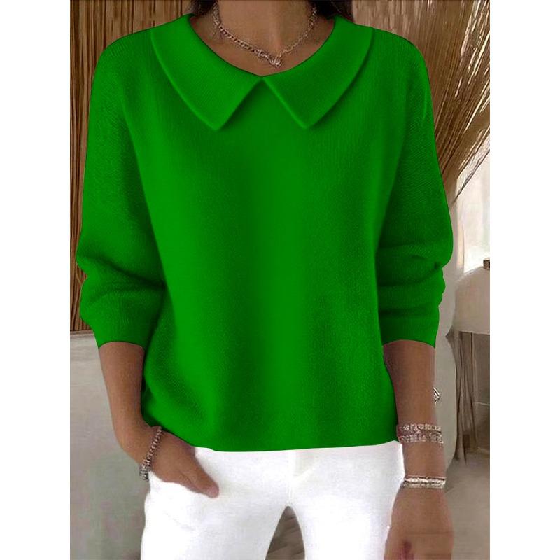 BITCED Women's Fashion Casual Solid Color Print  Long Sleeve O-Neck Blouses & Shirts