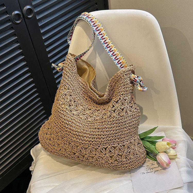 

Women s Large Casual Straw Tote Bag - Trendy 2026 Beach & Commute Style хакі