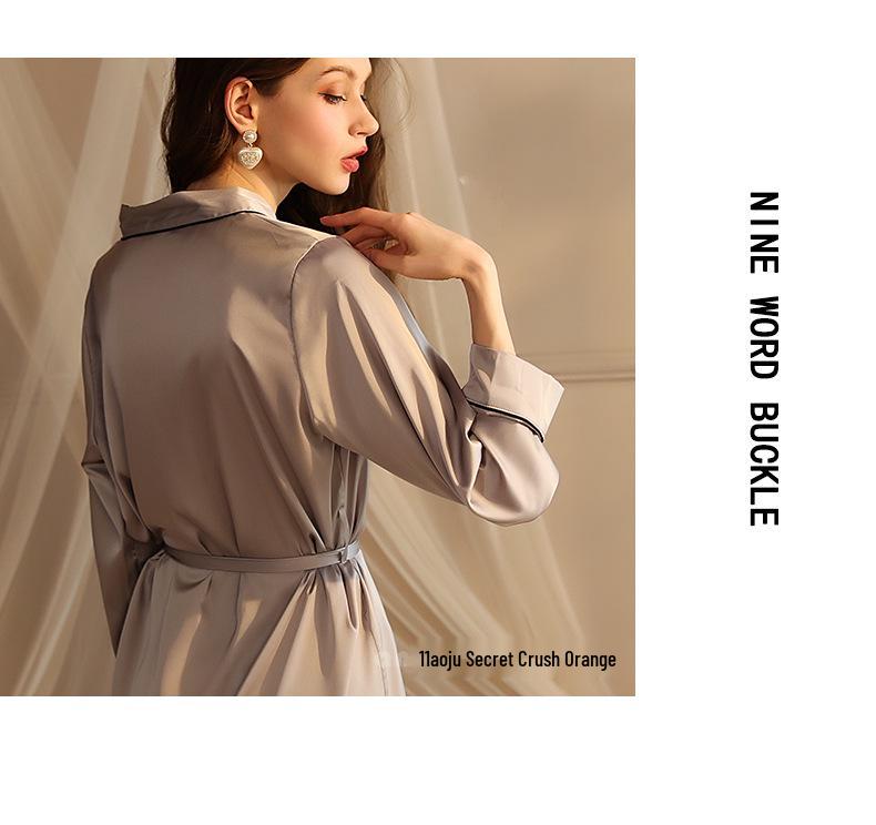 Summer Women's Luxury Silk-Like Cardigan Robe & Pajamas Set