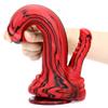 Rotschwarzer Silikon-Monsterdildos, Fantasie-Pferde-/Hundedildo mit Knoten, riesiger Schwanz, dicker Analpenis mit starkem Saugnapf