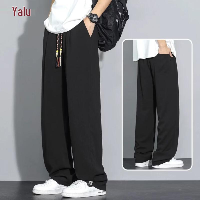 Men s Ice Silk Linen Blend Casual Pants 2XL