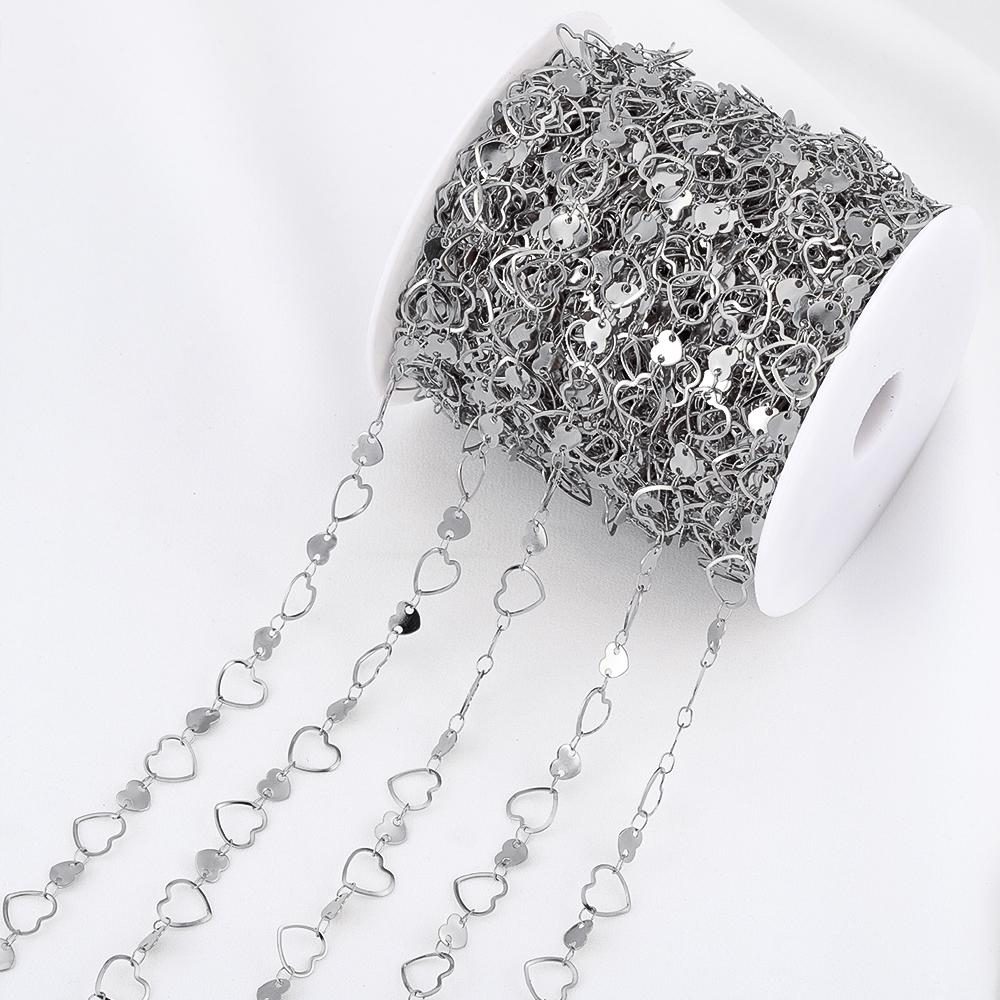 

1Meter Stainless Steel Fashion Flat Love Heart Double Hearts Link Chains Necklaces Bracelets Jewelry Making DIY Chain Components 1meter