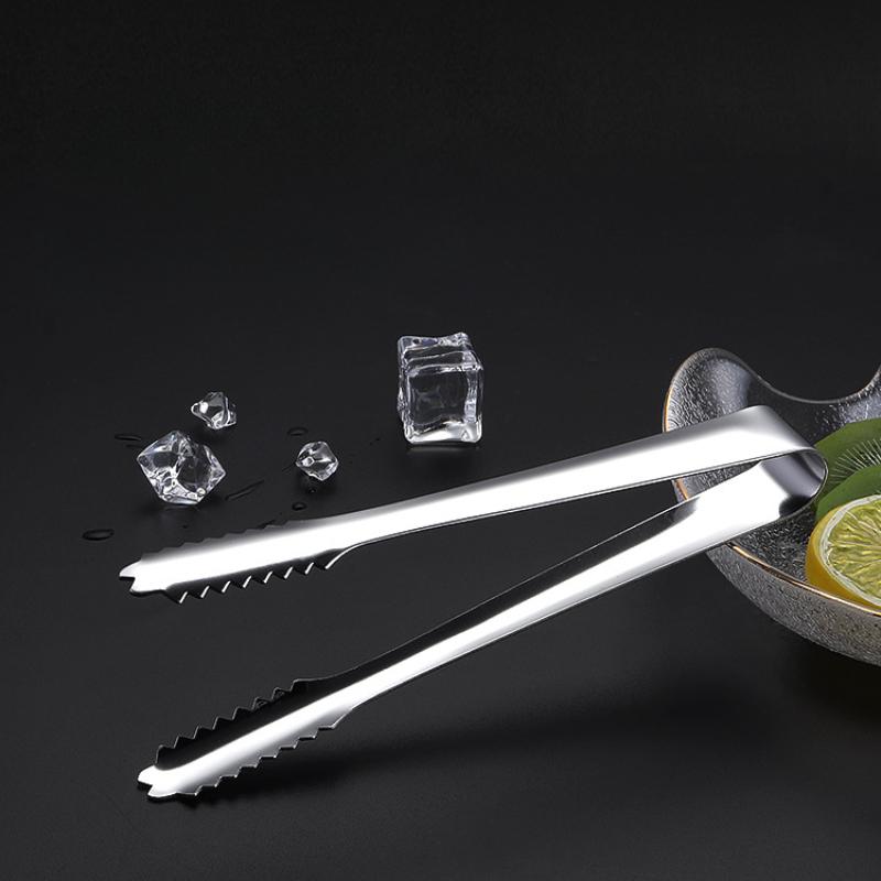 Stainless Steel Food Clip Ice Non-Slip Clips Food Candy Bar Ice Cube Tongs BBQ Baking Bar Tools Household Non-Stick Clip 1pcs