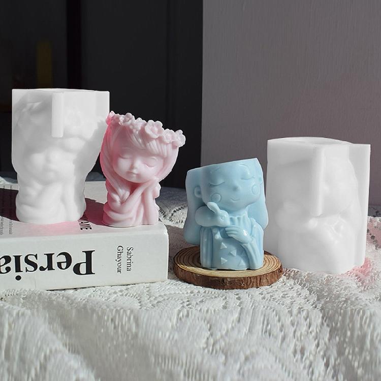3D Teenager Girl Planter Silicone Mold Candle Candy Decorating Tool Household