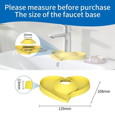 New Silicone Sink Faucet Mat Splash Heart Shape Diversion Drain Pad Multifunction Quick Dry Drip Catcher Mat Bathroom