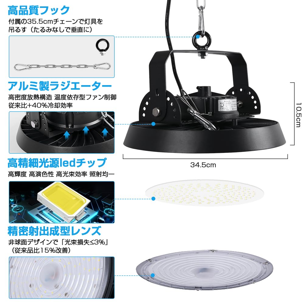 Ultra-Hochleistungs-200W-LED-Hallenleuchte, 32.000LM Hohe Helligkeit, IP66 Wasserdicht und Staubdicht, UFO-Form, Reduziert Stromrechnungen,