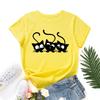 Cotton T-Shirt Short Sleeve Round Neck Women 2d Print Tops