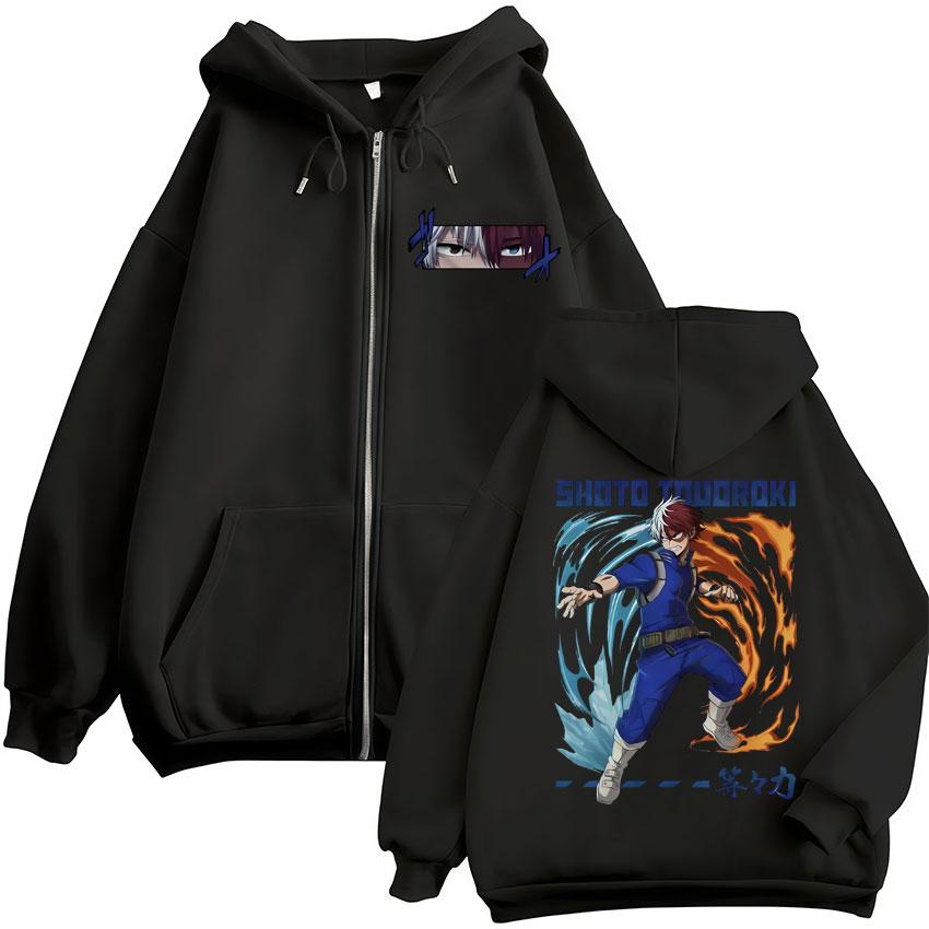 Japonia Anime My Hero Academia Bluzy Rozpinane Harajuku Moda Manga Vintage Bluza Męska Damska Polar Oversize Dresowe Kurtki