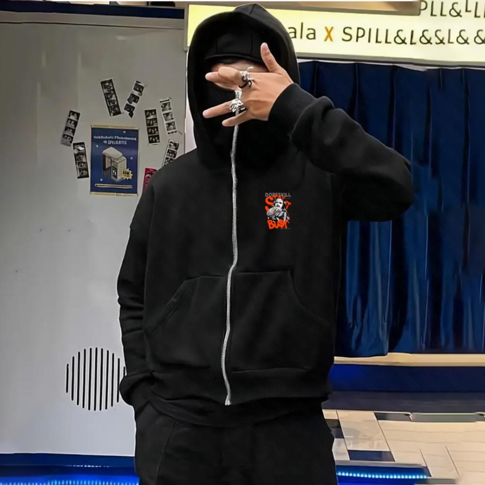 Alphabet Baumwolle Locker Atmungsaktiv Schweißabsorbierend Reißverschluss Kapuzenpullover Locker Herren Harajuku Ins Casual Stil Oberteil