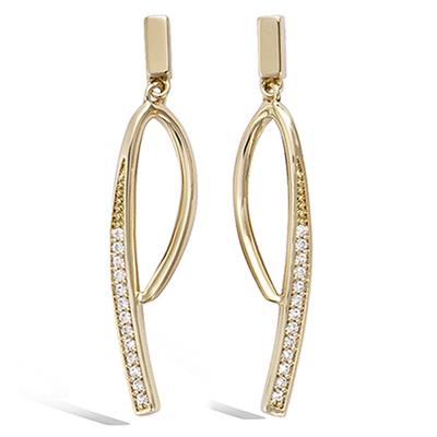 [P1207] - Gold Plated 'Sissi' Earrings - 35x6 Mm