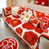 Modern Style Short Plush Sofa Cover Floral Pattern Winter Warmth Couch Cushion Home Living Room Decoration Anti-slip Slipcover