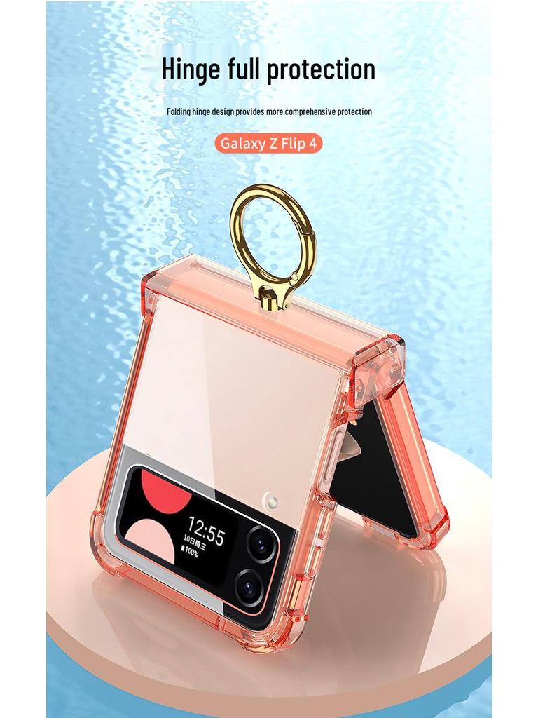 Samsung Z Flip4 Ultra-Thin Acrylic Case with Ring Holder and Screen Protection