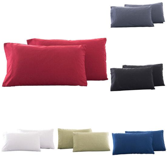 2Pcs Solid Color King Queen Pillow Case Home Bedroom Bed Cushion Cover